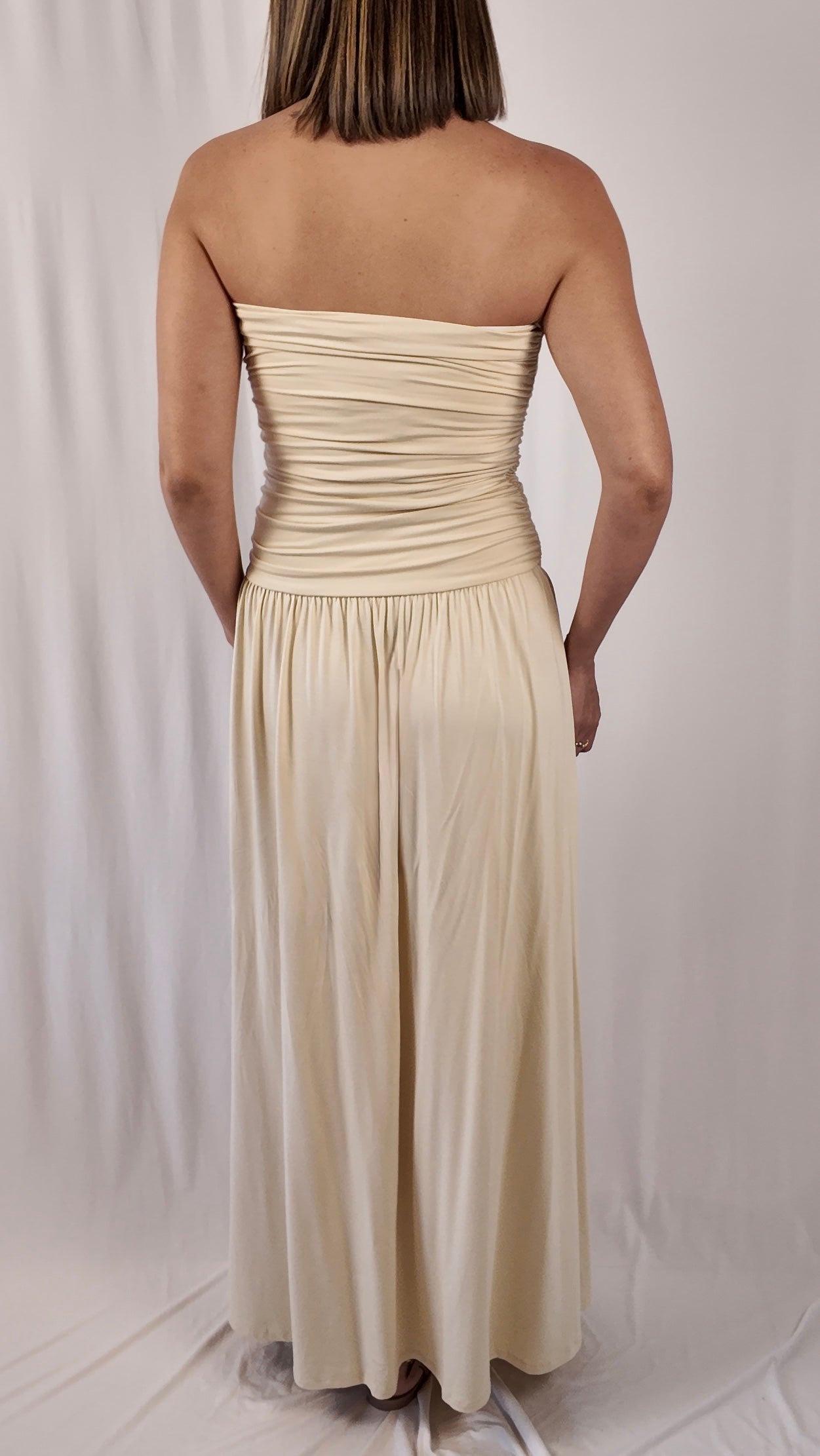 Strapless Ruched Maxi Dress