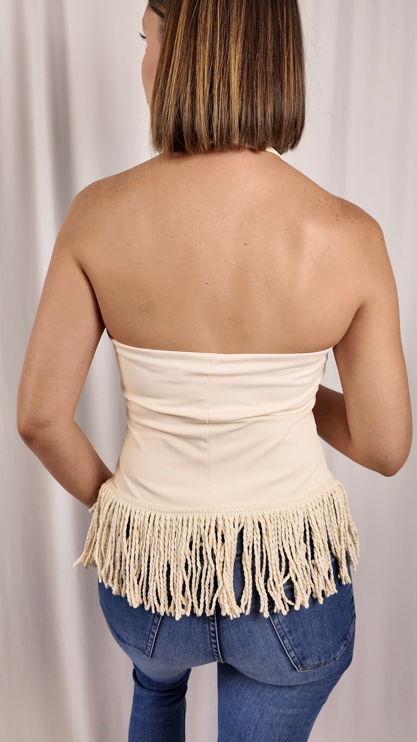 Cream Fringe Top