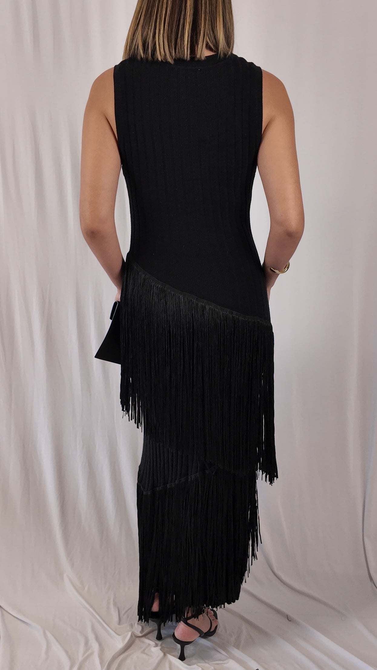 Asymmetric Fringe Maxi Dress