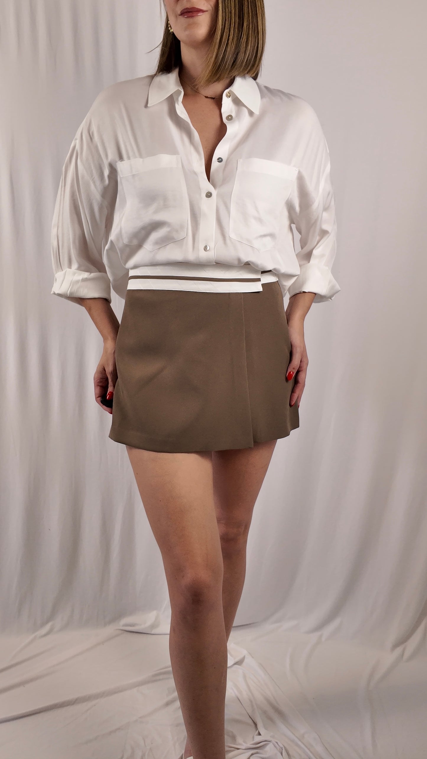 Contrast Waistband Skort