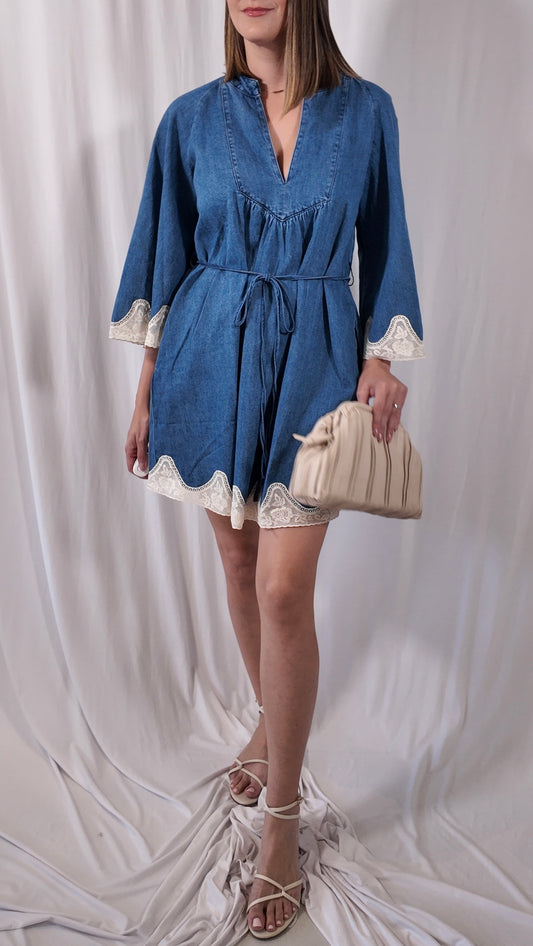 Boho Lace Trim Dress
