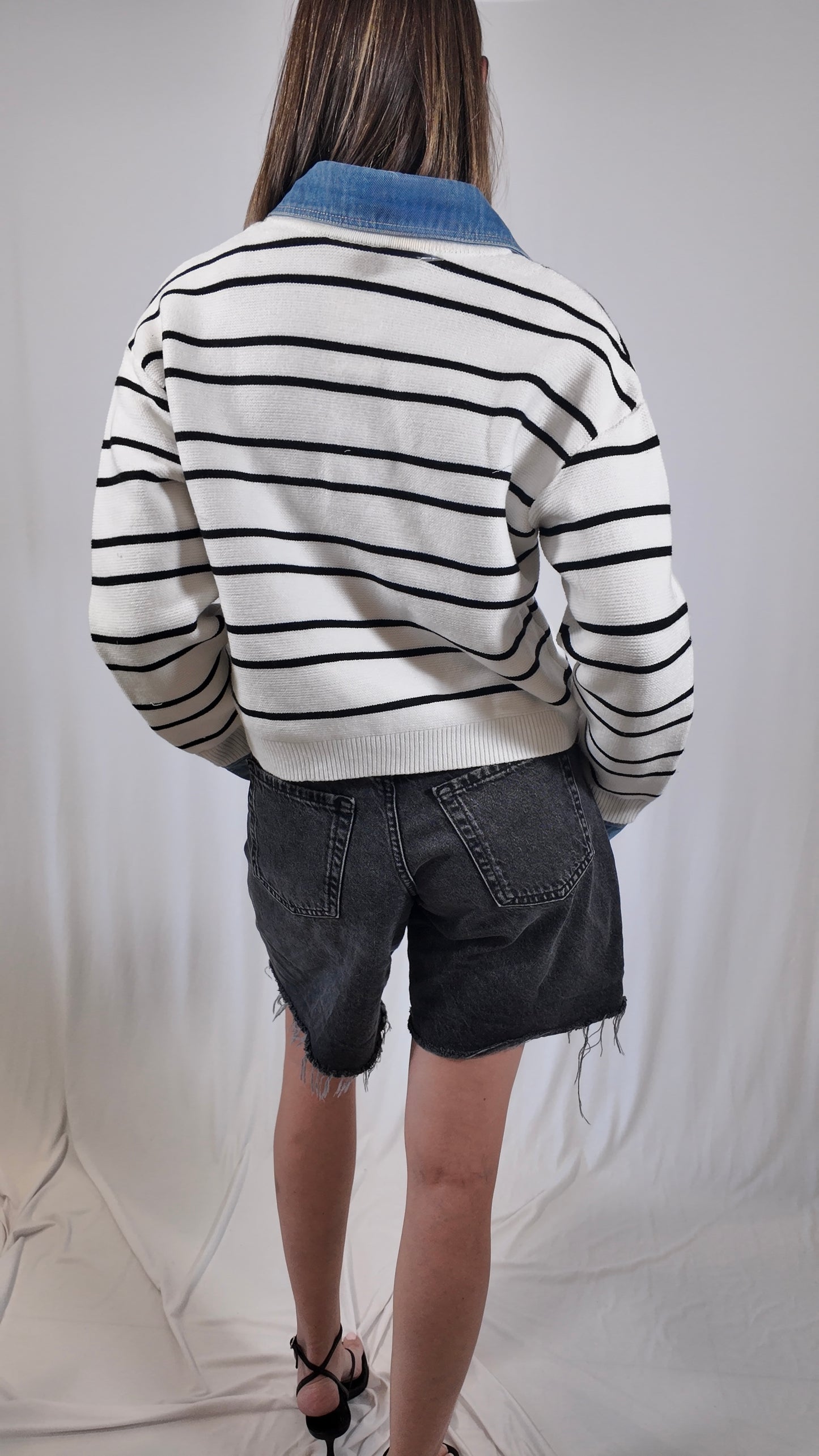 Contrast Denim Sweater