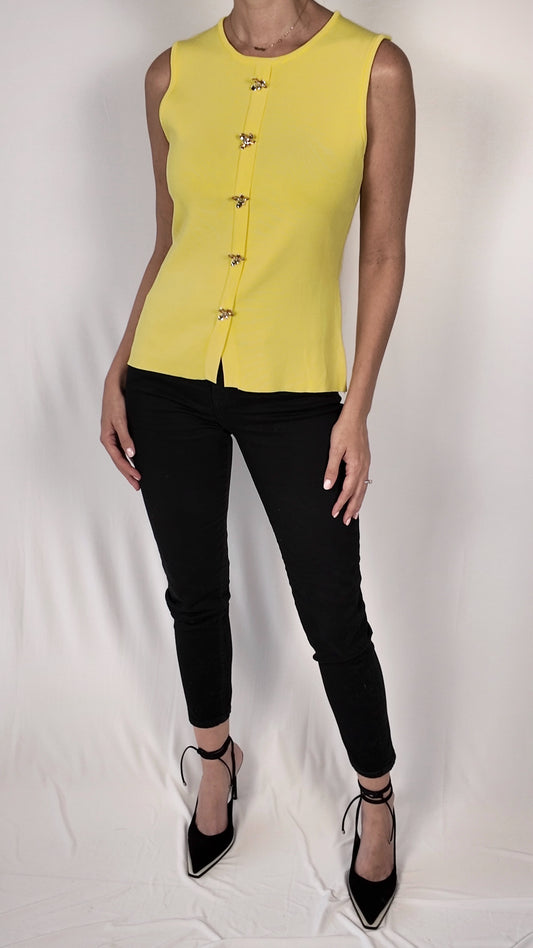 Flower Botton Knit Vest Top