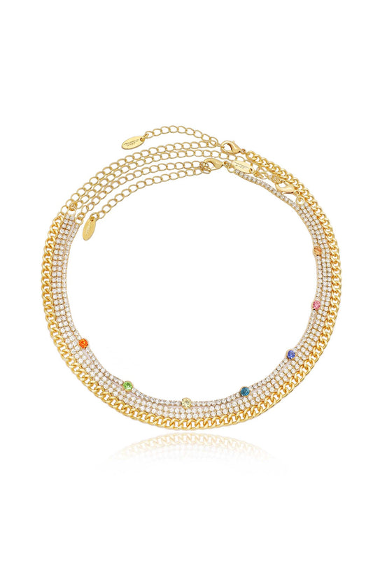 Rainbow and Crystal Necklace Set