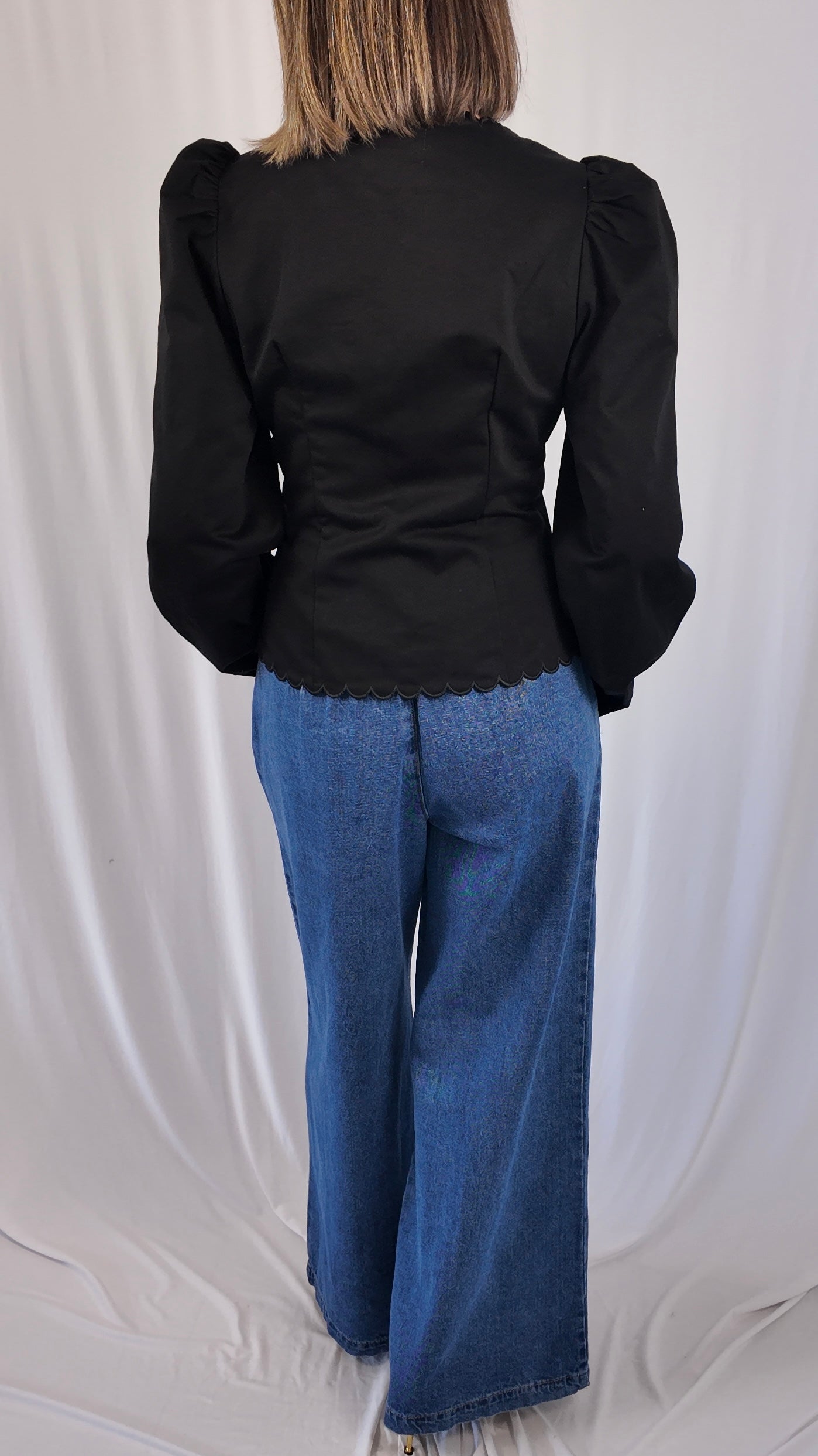 Black Scalloped Blouse