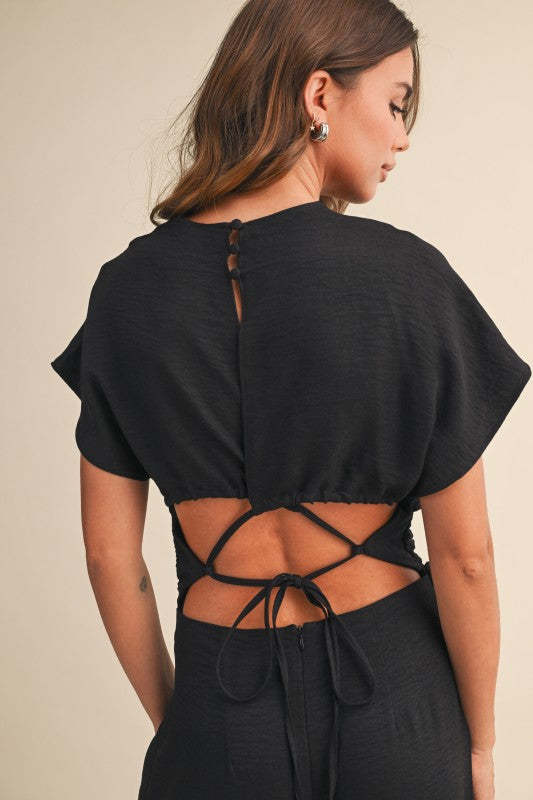 PREORDER Ruched Wide Leg Jumpsuit