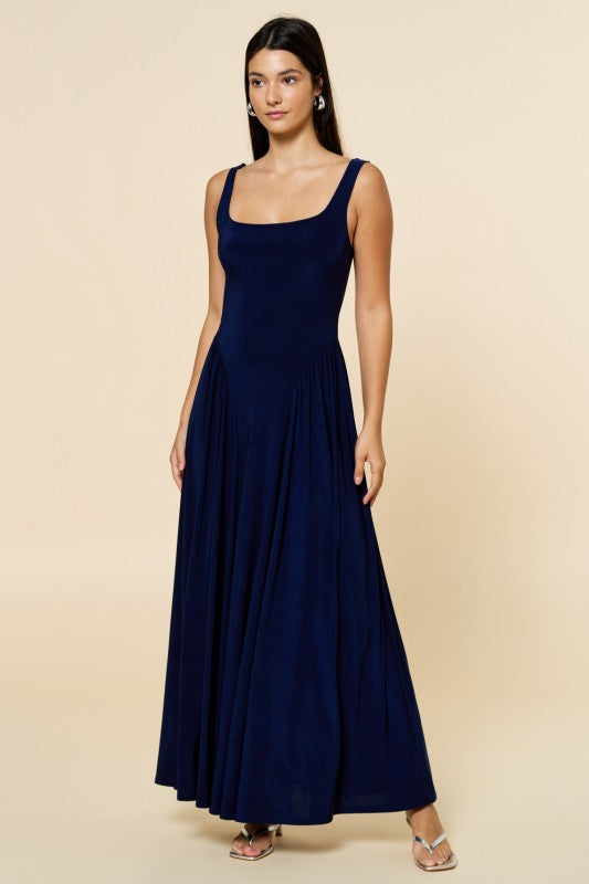 Navy Jersey Sleeveless Dress