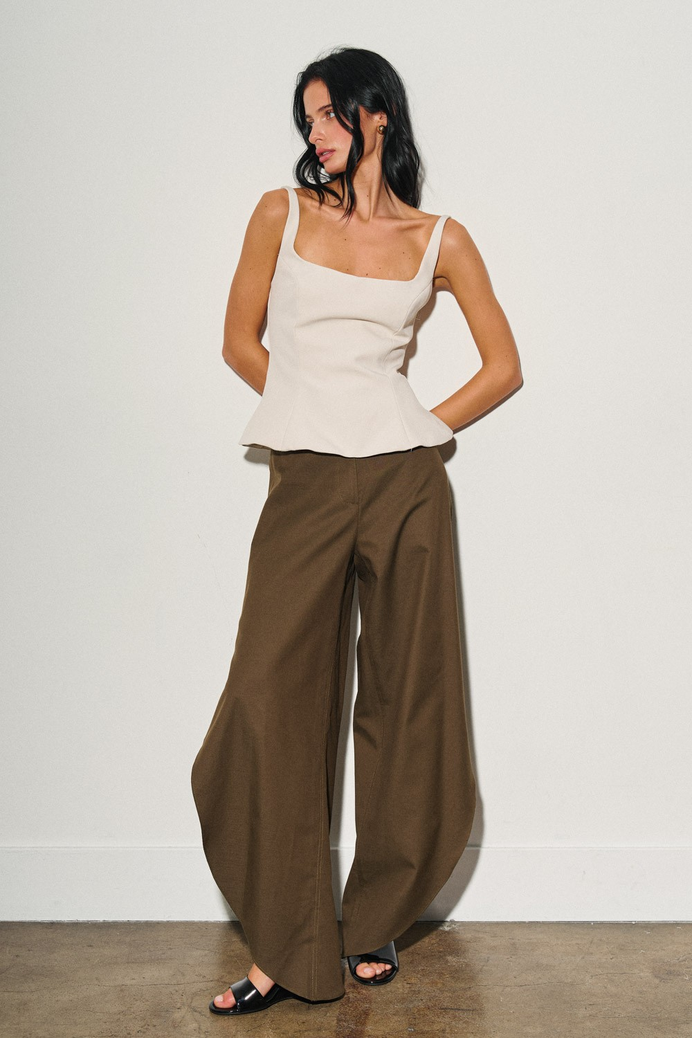 Linen Side Slit Balloon Pants