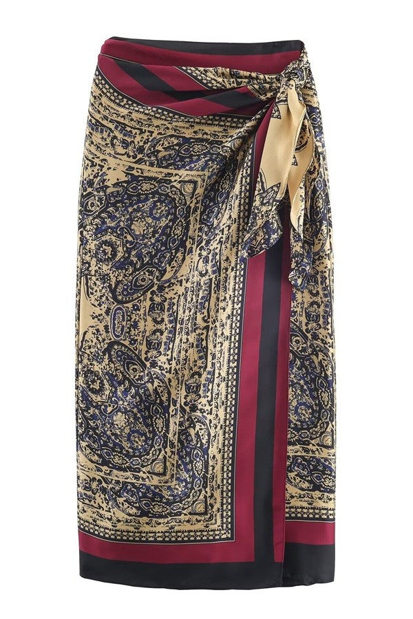 Paisley Print Wrap Skirt